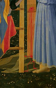 Detalj av Santa Trinita altartavla, ram och tinnar av Lorenzo Monaco av Fra Angelico