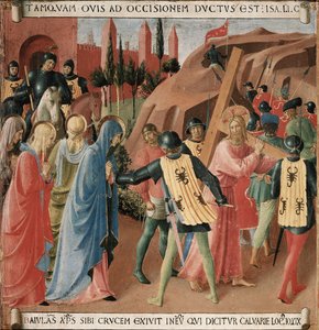 Historien om Kristi liv: klättringen till Golgata, bärandet av korset av Fra Angelico