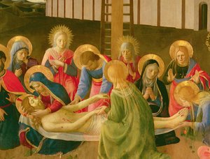 Lamentation over the Dead Christ, 1436-41 (tempera på panel) (detalj)