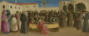 Del av en predella: begravningsmässan för den helige Franciskus av Fra Angelico