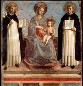 Jungfru och barn med heliga Dominicus och Thomas av Aquino, 1424-1430 av Fra Angelico