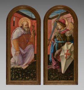 Panelpar från en triptyk: Ärkeängeln Michael och St. Anthony Abbot av Fra Filippo Lippi