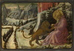 Sankt Hieronymus och Lejonet Predella panel av Pistoia Santa Trinità altartavla, 1455-1460 av Fra Filippo Lippi