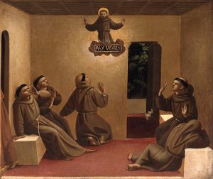 Uppenbarelse av den helige Franciskus i Arles Scener från den helige Franciskus av Assisis liv, ca 1429