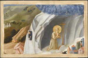 Sankt Benedictus frestad i vildmarken, 1430 av Fra Giovanni Angelico da Fiesole