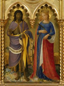 Saint John the Baptist och Saint Catherine of Alexandria Från Perugia altartavla, ca 1437. av Fra Giovanni Angelico da Fiesole