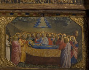 The Death of the Virgin Bebådelsens retabell med 5 Predella-scener, 1430-1432 av Fra Giovanni Angelico da Fiesole