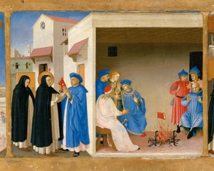 The Dispute of Saint Dominic and the Miracle of the Book Predella of the retable The Coronation of av Fra Giovanni Angelico da Fiesole