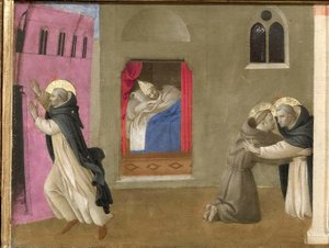 Drömmen om påven Innocentius III. Cortona Polyptych detalj av predella, ca 1437.