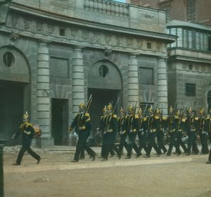Väktbyte på slottet, Stockholm, Sverige, sent 1800-tidigt 1900-tal.