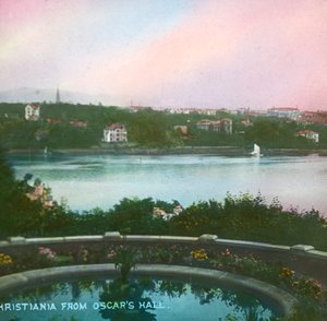 Utsikt från Oscarshall, Christiania, Oslo, Norge, sent 1800-tidigt 1900-tal.