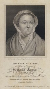 Anna Williams, walesisk poet och vän till den engelske författaren Samuel Johnson (gravyr) av Frances (after) Reynolds
