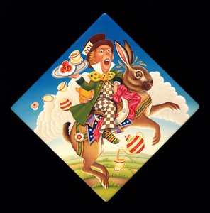 A Mad Tea Party, 2008 (olja och tempera på panel) av Frances Broomfield