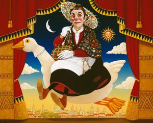 Dan Leno (1860-1904) som Mother Goose, 1996 (olja och tempera på panel)