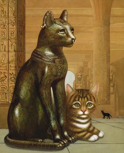 Mike the British Museum Kitten, 1995 (olja och tempera på panel) av Frances Broomfield