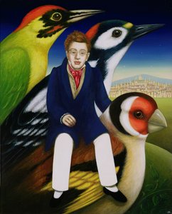 Schubert och fåglarnas språk, 2000 (olja och tempera på panel) av Frances Broomfield