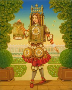 The Clockmaker (olja och tempera på panel) av Frances Broomfield