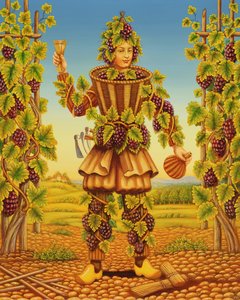 The Vignerons Habit, 1998 (olja och tempera på panel) av Frances Broomfield