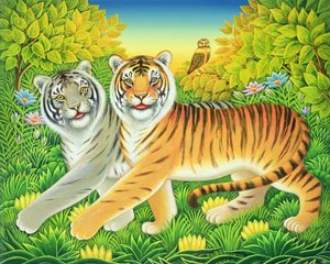 Tyger Tyger, 2002 (olja och tempera på panel) av Frances Broomfield