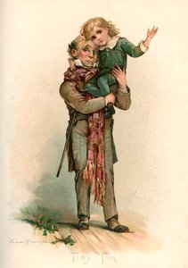 Bob Cratchit bär Tiny Tim av Frances Brundage