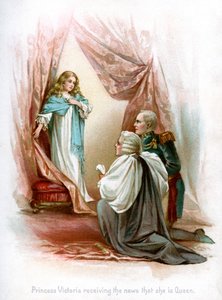 Prinsessan Victoria tar emot nyheten att hon är drottning, 1897.