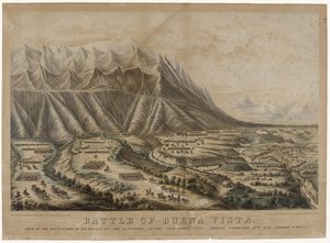 Slaget vid Buena Vista, 1847 (kromolitografi på vävt papper) av Frances Flora Bond Palmer