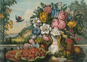Landskap - frukt och blommor, 1862.