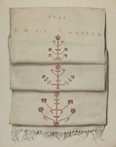 Pa. Tyska broderad handduk av Frances Lichten
