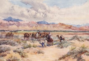 En karavan i Sahara (färglitografi) av Frances Nesbitt