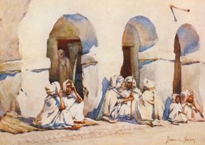 På marknadsplatsen i Biskra (färglitografi) av Frances Nesbitt