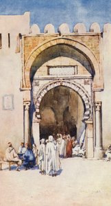 Moriska porten, Kairouan (färglitografi)