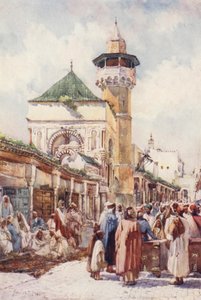 Moskén i Sidi Ben Ziad, Tunis, auktionsdagen (färglitografi) av Frances Nesbitt