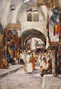 Souk des Etoffes, Tunis (färglitografi)