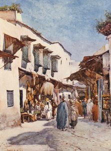 Souk el Belat, Tunis (färglitografi) av Frances Nesbitt