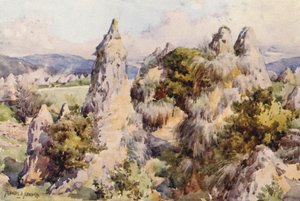 Det arabiska bröllopet, Hammam Meskoutine (färglitografi) av Frances Nesbitt