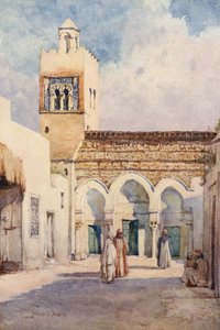 De tre dörrarnas moské, Kairouan (färglitografi)