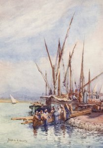 Unlading Wood (färglitografi) av Frances Nesbitt