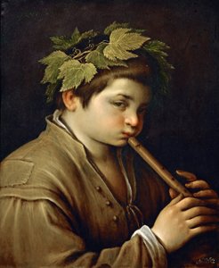 Garcon jouant de la flute - Pojke som spelar flöjten - Francesco Bassano, den yngre (1549-1592). Olja på koppar, ca 1580-1585. Mått: 54,6x44 cm. Konsthistoriska museet, Vienne