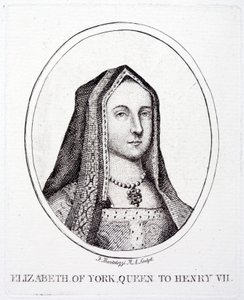 Elizabeth av York, drottning gemål av kung Henrik VII (gravyr) av Francesco (after) Bartolozzi