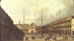 Piazza San Marco, Venedig, med figurer av Francesco (after) Guardi