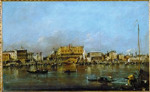 Dogepalatset i Venedig sett från San Marco-bassängen ...