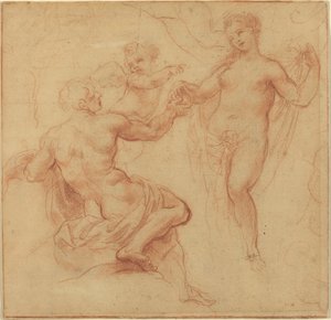 Paris tilldelar äpplet till Venus av Francesco Albani