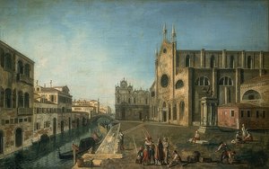 Utsikt över Venedig med kyrkan Santi Giovanni e Paolo. 1735-1740