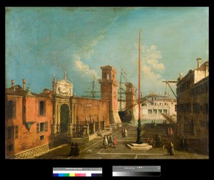 Utsikt över campo och portarna till Arsenalen, Venedig Målning av Francesco Albotto (1721-1757) 1743-1746 Privat samling