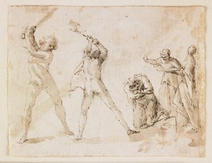 Johannes döparens martyrskap (penna och brunt bläck och tvätt och svart krita)