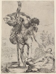 Sankt Christopher som ger sin hand till Jesusbarnet, 1650-talet. av Francesco Amato