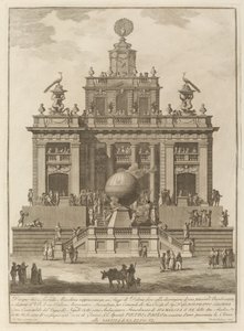 En plats för glädje med en luftballong, för festivalen i Kina, 1785. av Francesco Barbazza