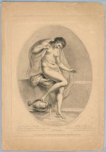En Naiad (kvinna som kliver in i ett bad) av Francesco Bartolozzi
