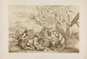 Tillbedjan av herdarna Gamla och Nya Testamentet till Castiglione (serietitel) av Francesco Bartolozzi