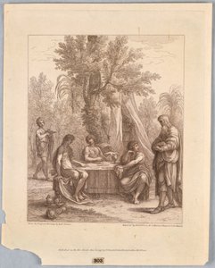 Abraham underhållande tre änglar av Francesco Bartolozzi
